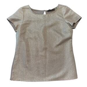 The Limited Women’s gold metallic sparkly top, jersey back, long length, Size M